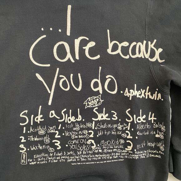 2025 Supreme X Aphex Twin Hoodie Zip Up Sweatshirt I Care Because You Do XL 1995 - Picture 6 of 11